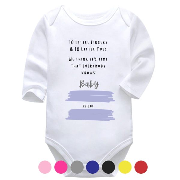 10 Little Fingers & 10 Little Toes | Birth Announcement | Pregnancy Vest | Baby Vest Bodysuit Onesie