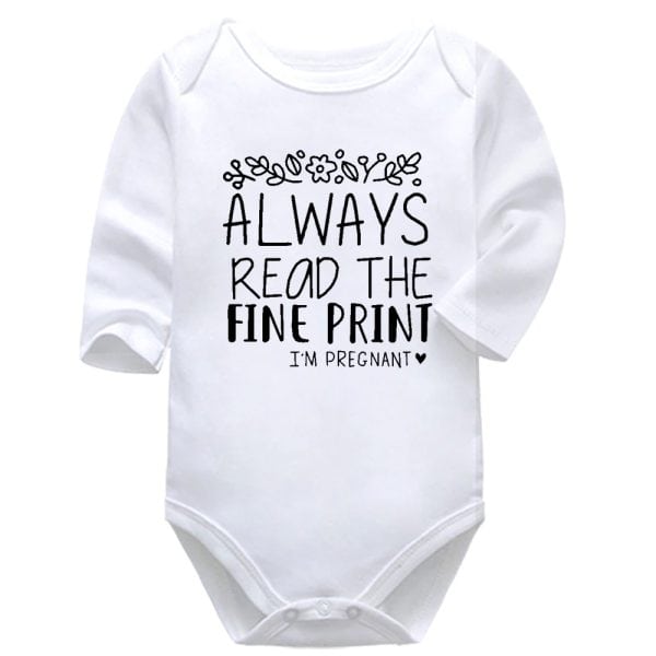 Always Read The Fine Print | Pregnancy Announcement | Baby Vest Bodysuit Onesie