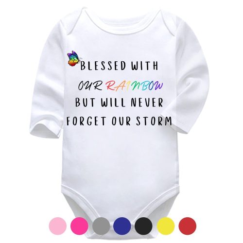 Blessed With Our Rainbow | Rainbow Baby | Blessed | Baby Vest Bodysuit Onesie