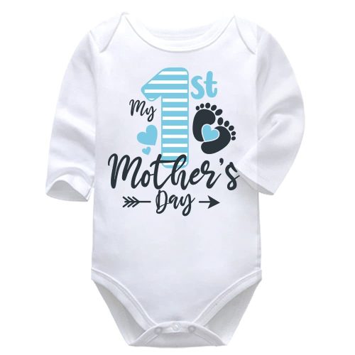 My First Mother's Day Blue | Hearts and Feet | Mommy | Baby Vest Bodysuit Onesie
