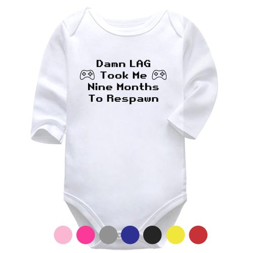 Damn LAG, Took Me Nine Months To Respawn | Gaming Vest | Video Games | Baby Vest Bodysuit Onesie