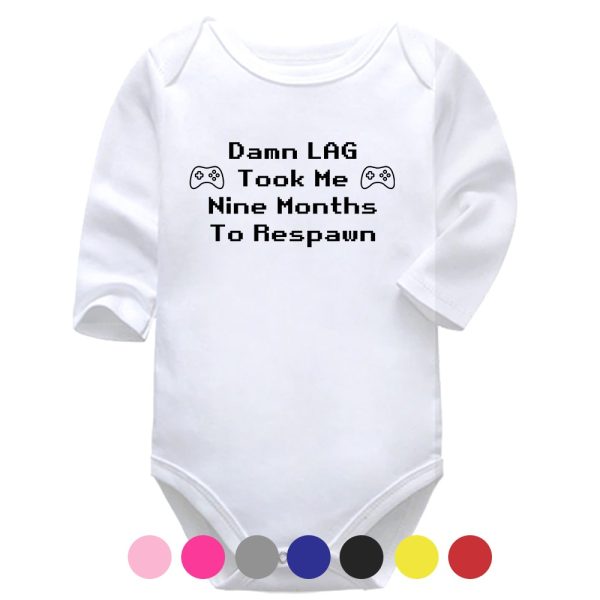 Damn LAG, Took Me Nine Months To Respawn | Gaming Vest | Video Games | Baby Vest Bodysuit Onesie