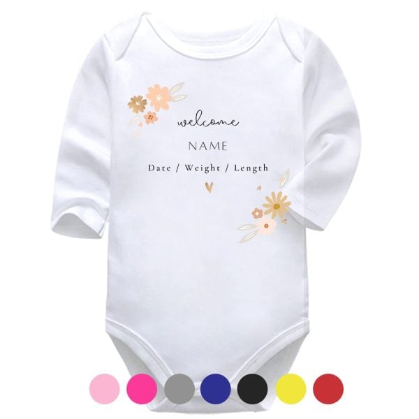 Floral Themed Announcement | Birth Announcement | Pregnancy Vest | Baby Vest Bodysuit Onesie