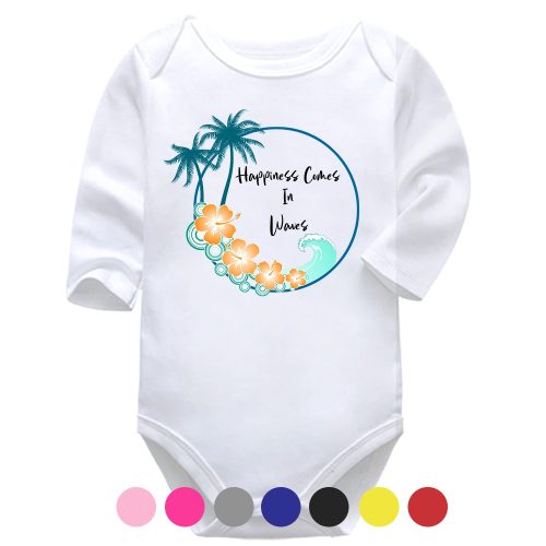 Happiness Comes In Waves | Summer Vest | Waves | Baby Vest Bodysuit Onesie
