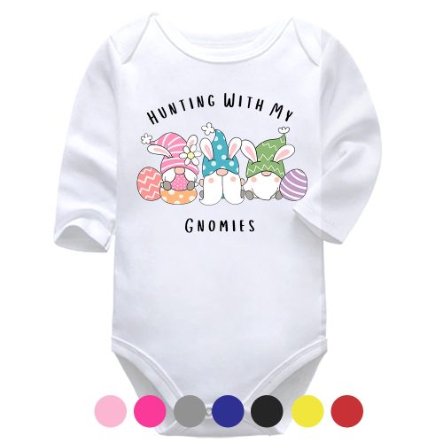 Hunting With My Gnomies | Easter Vest | Gnomes | Baby Vest Bodysuit Onesie | Kids T-Shirt
