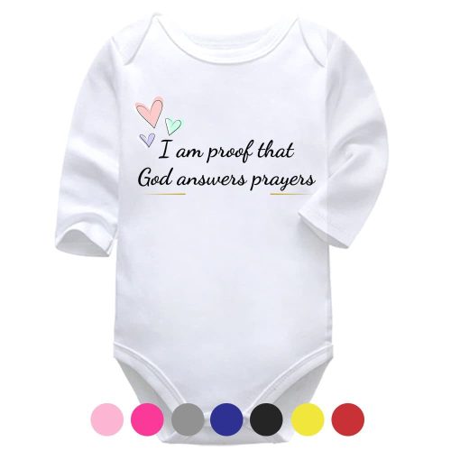 I Am Proof That God Answers Prayers | Rainbow Baby | Christian | Baby Vest Bodysuit Onesie