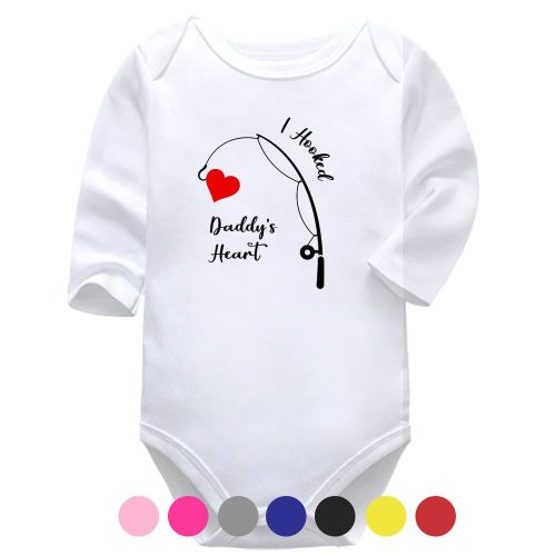 I Hooked Daddy's Heart | Valentine's Vest | Fishing | Baby Vest Bodysuit Onesie
