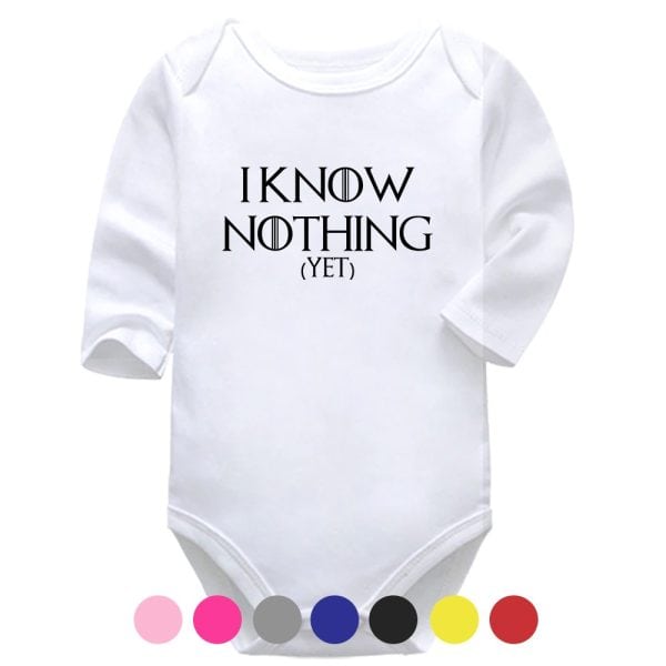I Know Nothing (Yet) | GoT | Pop Culture | Baby Vest Bodysuit Onesie