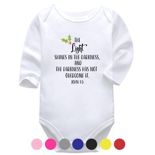 The Light Shines In The Darkness | Christmas | Christian| Baby Vest Bodysuit Onesie