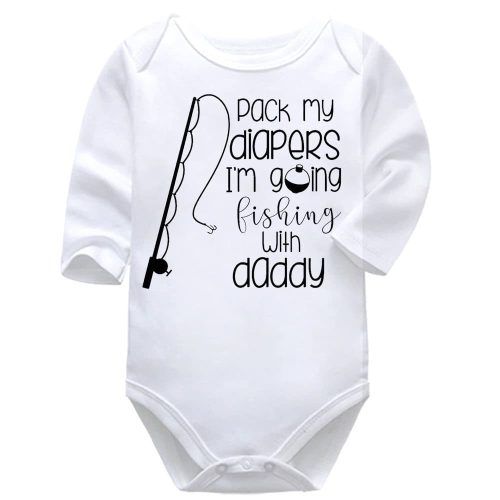 Pack My Diapers Going Fishing With Daddy  | Fishing | Baby Vest Bodysuit Onesie