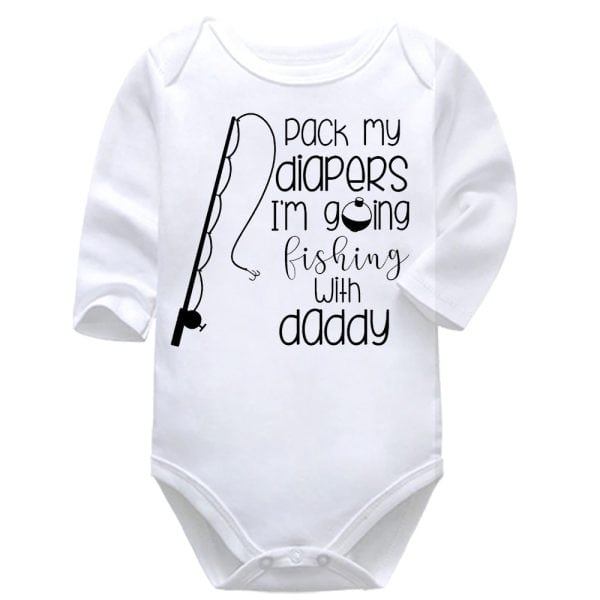Pack My Diapers Going Fishing With Daddy  | Fishing | Baby Vest Bodysuit Onesie