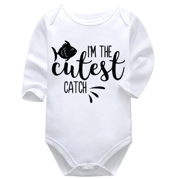 Cutest Catch | Fishing | Dad | Baby Vest Bodysuit Onesie |  Kids T-Shirt