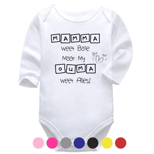 Mamma Weet Baie, Maar My Ouma Weet Alles | Afrikaans Vest | Ouma | Baby Vest Bodysuit Onesie