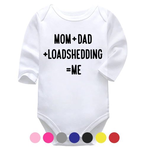 Mom Plus Dad Plus Loadshedding | Funny | Pregnancy Birth Announcement | Baby Vest Bodysuit Onesie