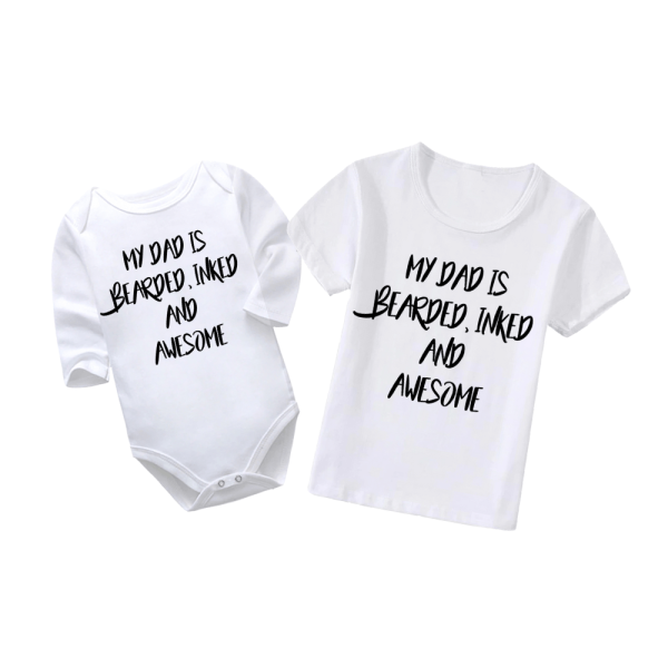 My Dad Is Bearded Inked And Awesome | Father's Day Vest | Baby Vest Bodysuit Onesie