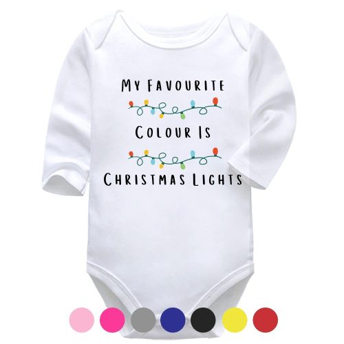 My Favourite Colour Is Christmas Lights | Christmas | Christmas Lights | Baby Vest Bodysuit Onesie