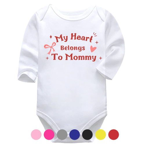 My Heart Belongs To Mommy | Valentine's Vest | Mommy | Baby Vest Bodysuit Onesie