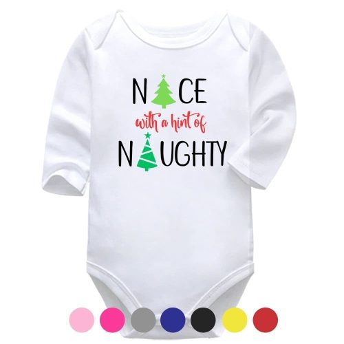 Nice With A Hint Of Naughty | Christmas | Christmas Tree | Baby Vest Bodysuit Onesie