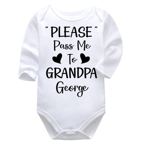 Please Pass Me To My Grandpa | Grandpa | Personalised | Baby Vest Bodysuit Onesie