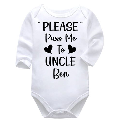 Please Pass Me To My Uncle | Uncle | Personalised | Baby Vest Bodysuit Onesie