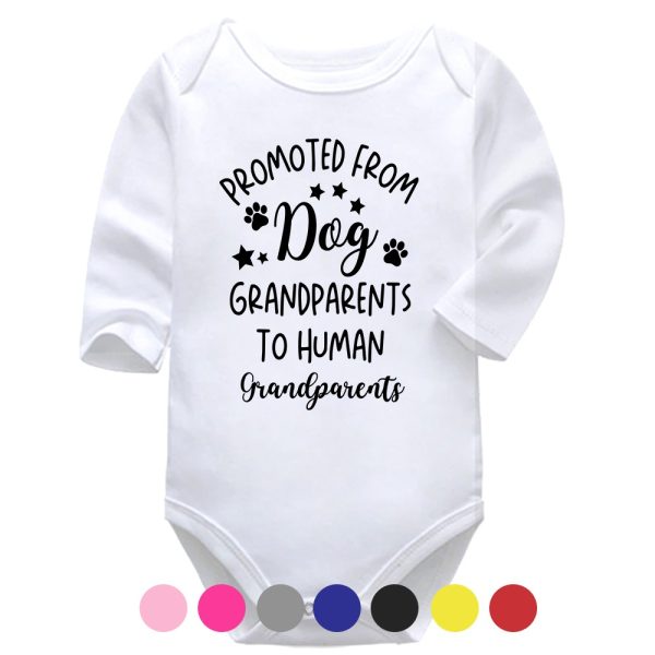 Promoted From Dog Grandparents To Human Grandparents | Pregnancy Vest | Pregnancy Announcement | Baby Vest Bodysuit Onesie