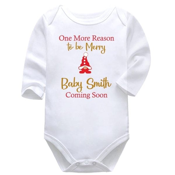 One More Reason To Be Merry | Pregnancy Announcement | Christmas | Baby Vest Bodysuit Onesie