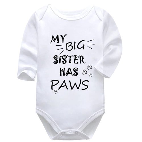 My Big Sister Has Paws | Pets | Animal Family | Paws | Baby Vest Bodysuit Onesie