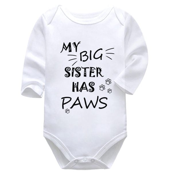 My Big Sister Has Paws | Pets | Animal Family | Paws | Baby Vest Bodysuit Onesie