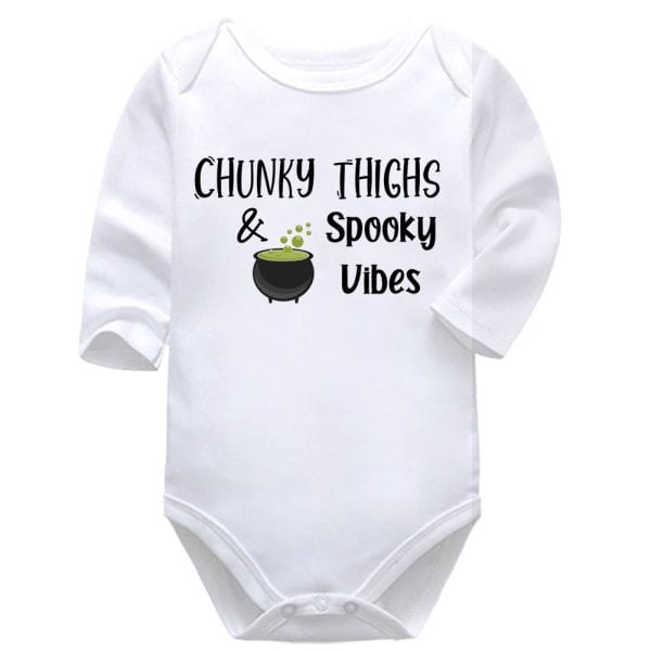 Chunky Thighs and Spooky Vibes | Halloween | Baby Vest Bodysuit Onesie | Kids T-Shirt | Adult T-Shirt