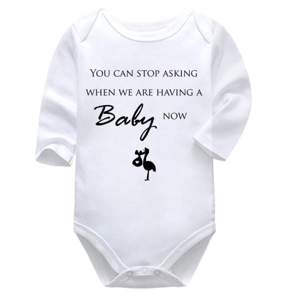 You Can Stop Asking When We're Having A Baby Now | Pregnancy Announcement | Baby Vest Bodysuit Onesie