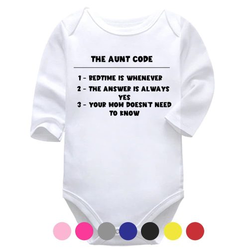 The Aunt Code | Funny Vest | Aunt | Baby Vest Bodysuit Onesie