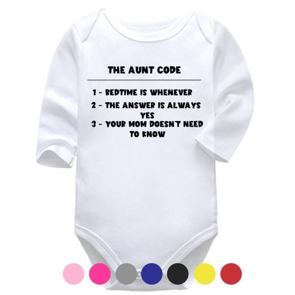 The Aunt Code | Funny Vest | Aunt | Baby Vest Bodysuit Onesie