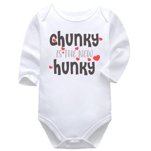 Chunky Is The New Hunky | Valentine's Day  | Hearts | Baby Vest Bodysuit Onesie |  Kids T-Shirt