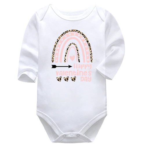 Happy Valentine's Day Rainbow | Valentine's Day  | Hearts | Baby Vest Bodysuit Onesie |  Kids T-Shirt
