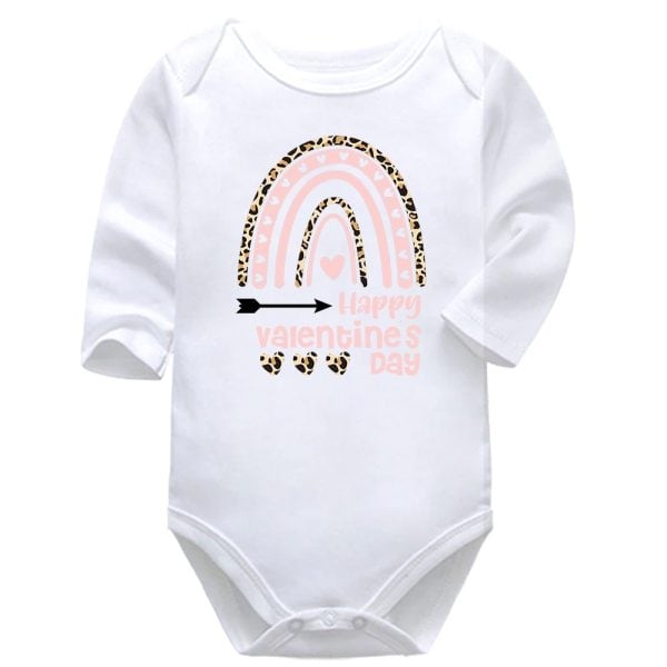 Happy Valentine's Day Rainbow | Valentine's Day  | Hearts | Baby Vest Bodysuit Onesie |  Kids T-Shirt
