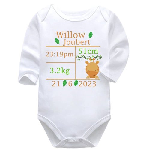 Giraffe Milestone Keepsake | Keepsake | Birth Announcement| Baby Vest Bodysuit Onesie