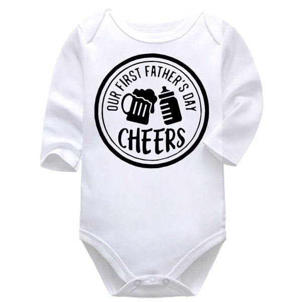 Our First Father's Day Cheers | Dad | Father's Day | Baby Vest Bodysuit Onesie