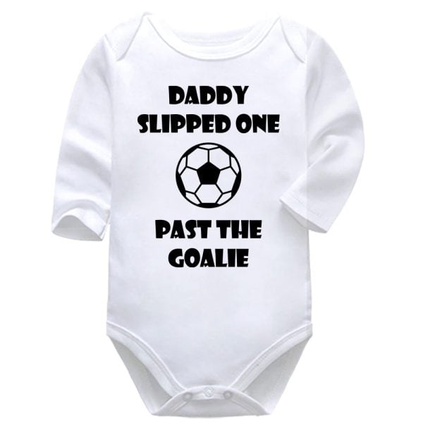 Daddy Slipped One Past The Goalie | Pregnancy Announcement | Soccer Sport | Baby Vest Bodysuit Onesie