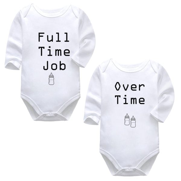Full Time Over Time | Twins | Baby Vest Bodysuit Onesie