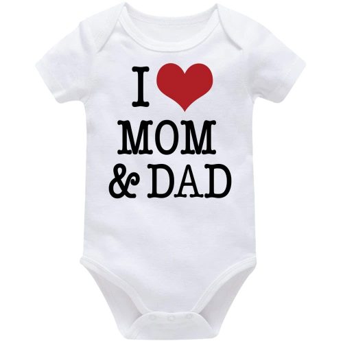 I Love Mom and Dad | My First Valentine's Day | Baby Vest Bodysuit Onesie