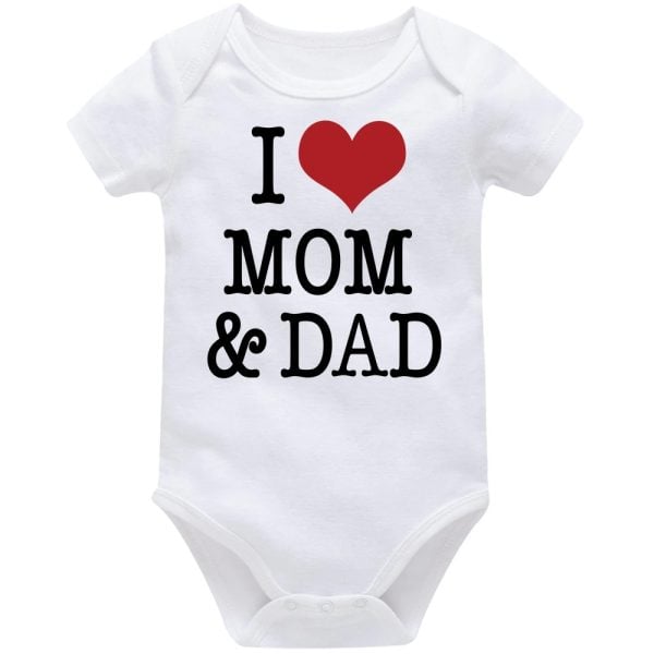 I Love Mom and Dad | My First Valentine's Day | Baby Vest Bodysuit Onesie