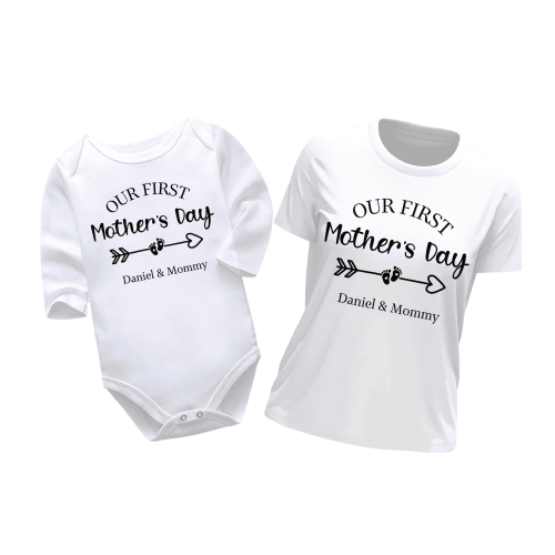 Our First Mother's Day Heart Arrow | Mother's Day Vest | Baby Vest Bodysuit Onesie