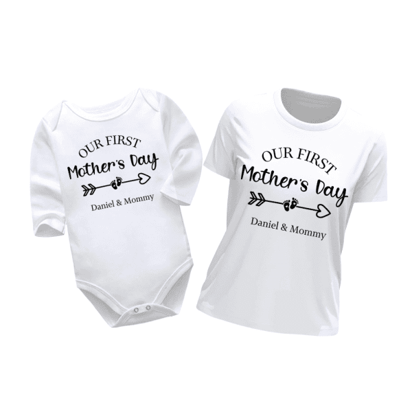 Our First Mother's Day Heart Arrow | Mother's Day Vest | Baby Vest Bodysuit Onesie