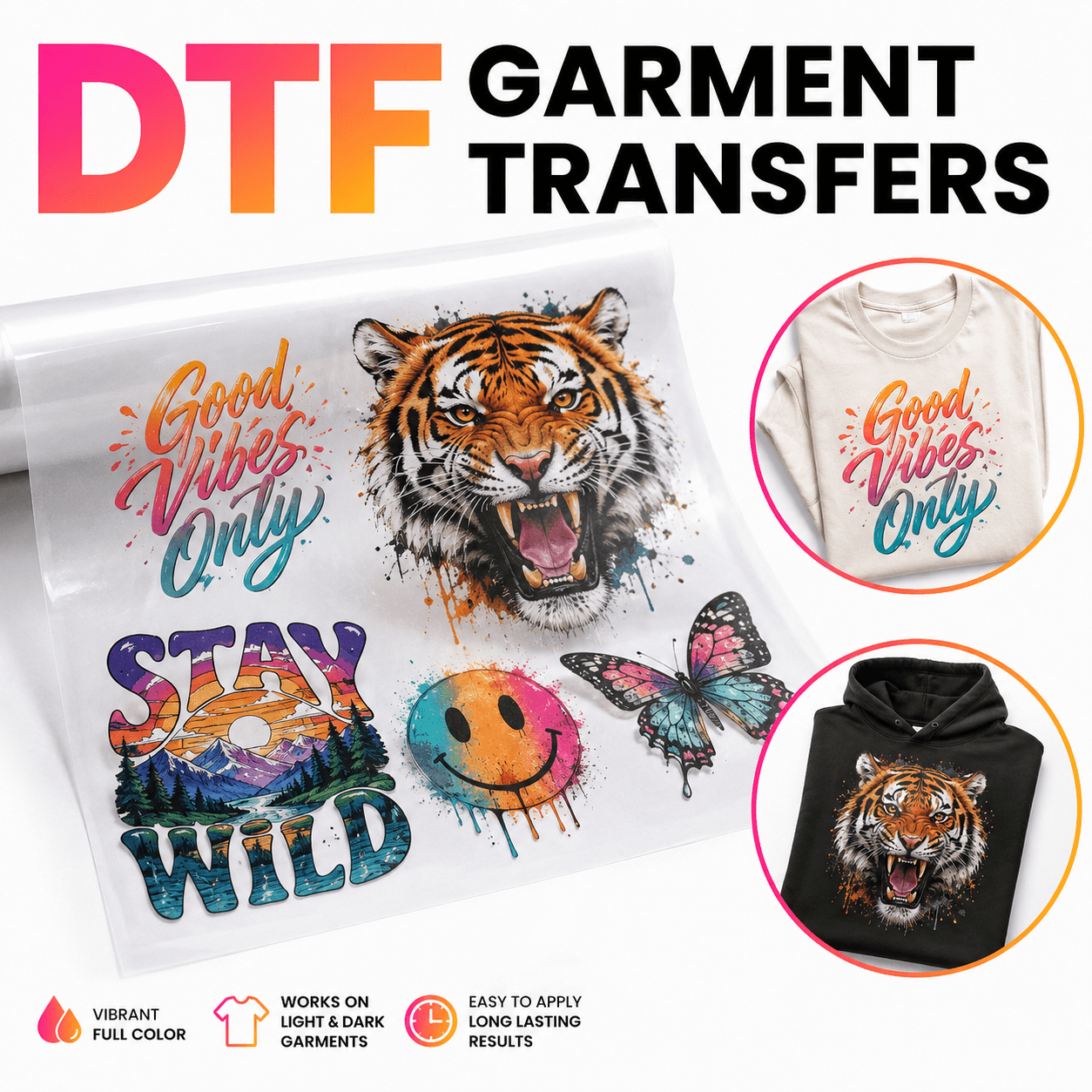 Custom DTF Garment Transfers Ready to Press