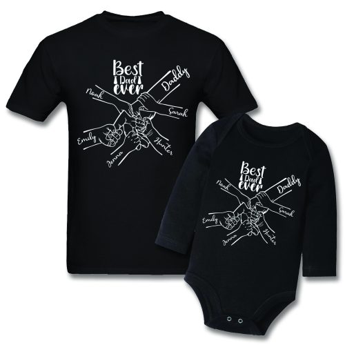 Best Dad Ever Holding Hands Personalised | Father's Day | Customised | Baby Vest Bodysuit Onesie Kids Adult T-Shirt