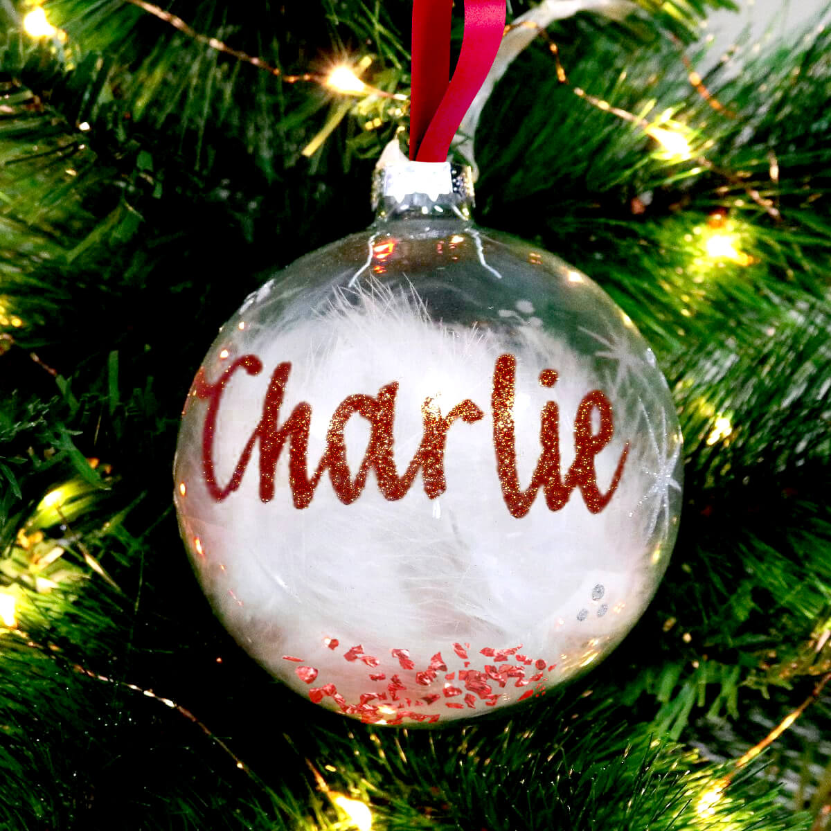 Feather Filled Transparent Christmas Baubles Balls Buy Online South Africa All Red