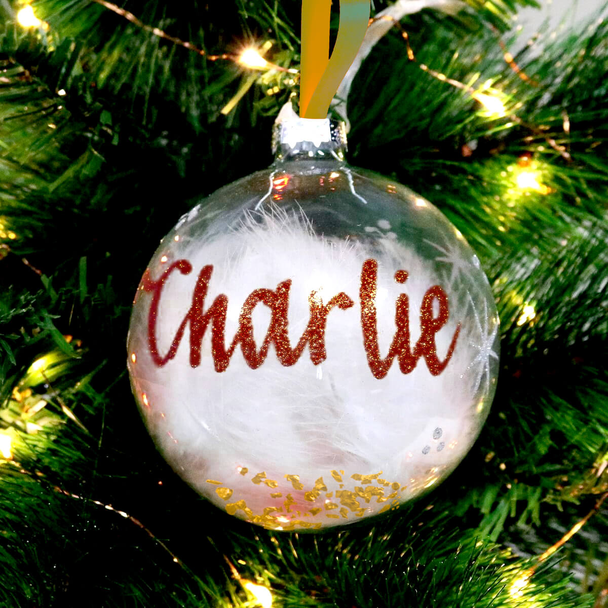 Feather Filled Transparent Christmas Baubles Balls Buy Online South Africa Red Bauble Gold Ribbon and Sand
