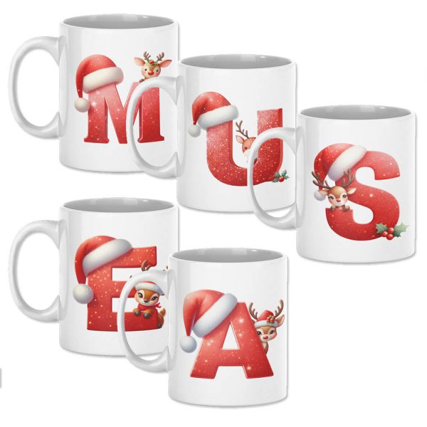Personalised Name Red Big Glitter Name Letter Initial Christmas Mug South Africa