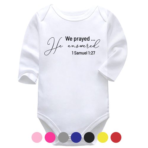 We Prayed | Christian | Pregnancy Announcement | Baby Vest Bodysuit Onesie