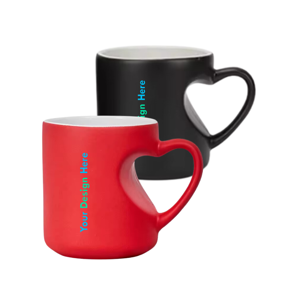 Custom Heat Changing Mug 330ML Heart Handle | Design Your Own | Upload Your Own Image